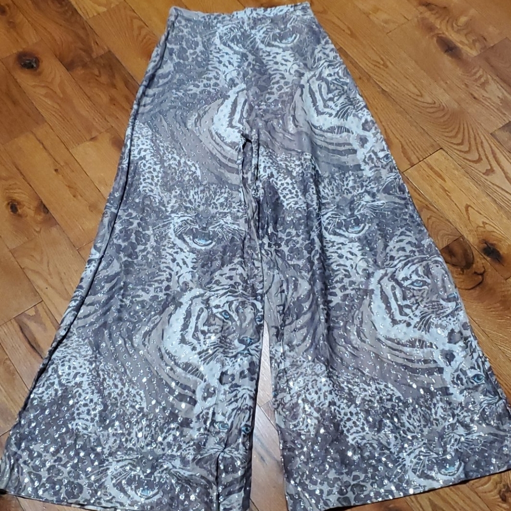 🐅 Vintage Shimmering Tiger Leopard Wide leg pants - Picture 5 of 10